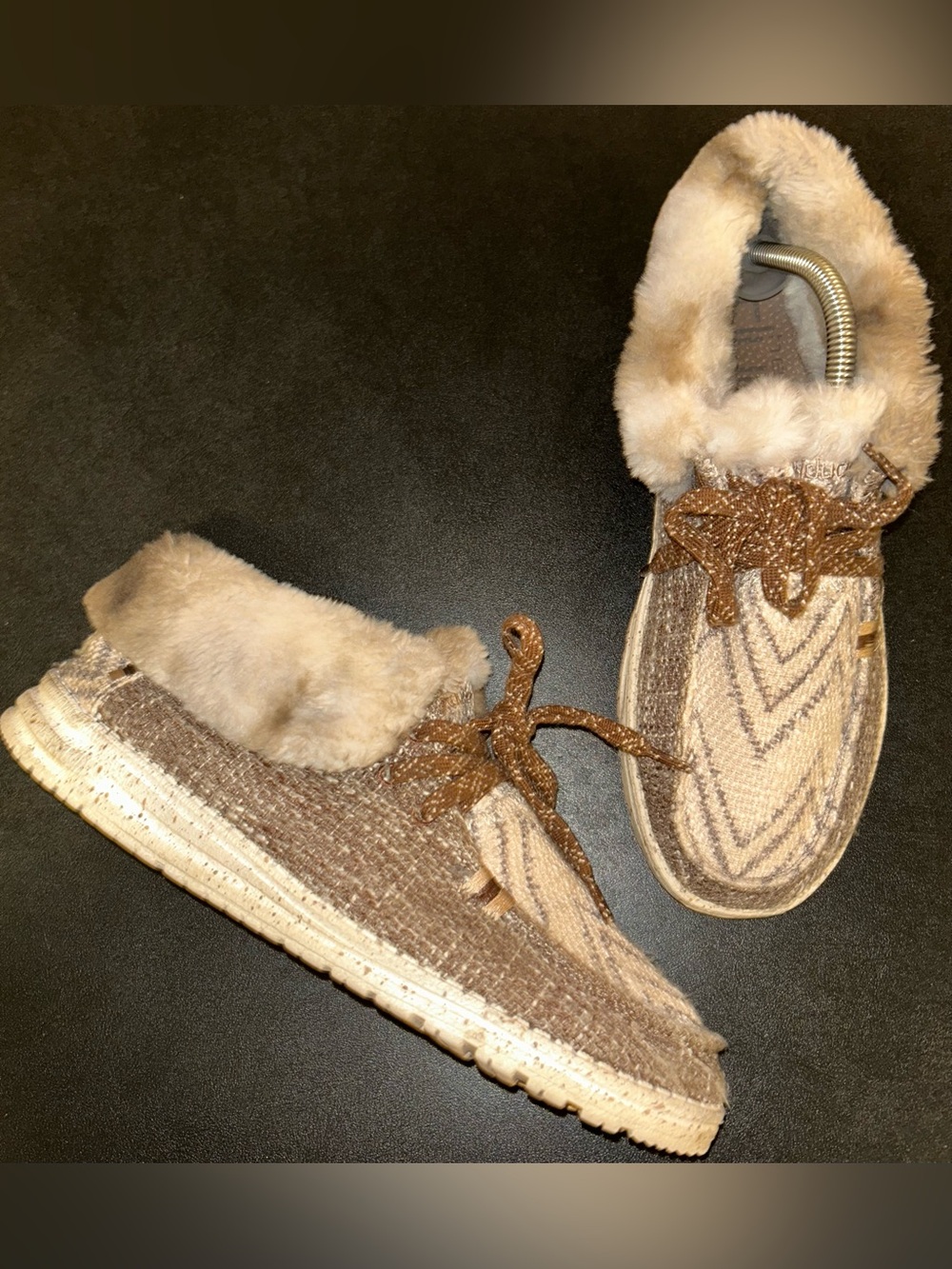 HEY DUDE Women's Size 10 Britt Boho Chevron Fur Lined Boots